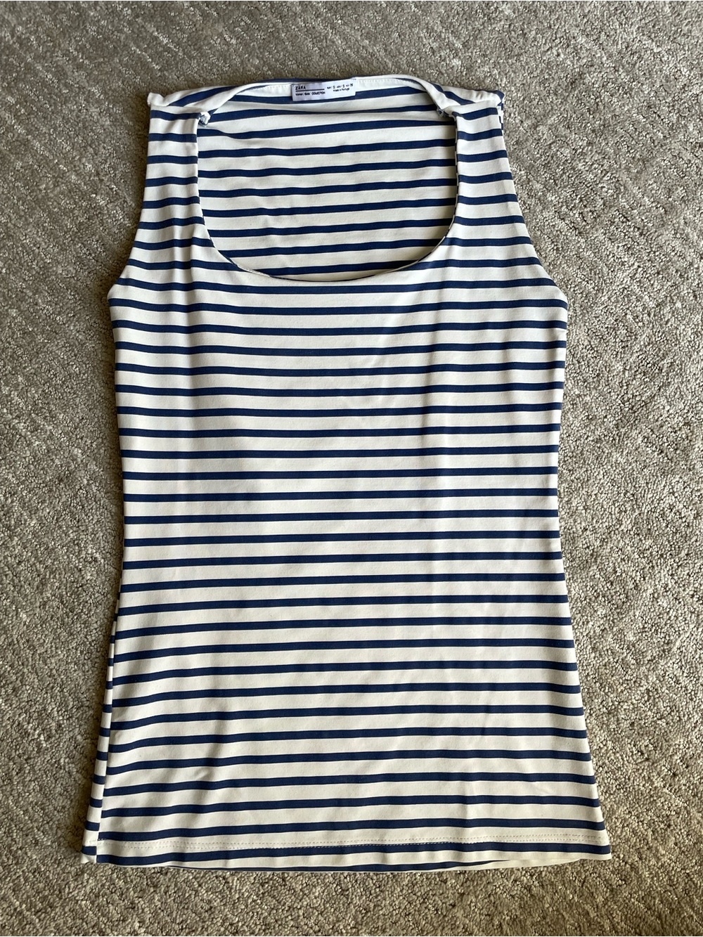 Zara - Scoop neck sleeveless top - Small - Navy Stripe